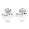 Arete Dormilona 02.369.0019 Plata Rodinada, Diseño de Corazón, Pulido, Rodinado