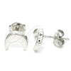 Arete Dormilona 02.369.0026 Plata Rodinada, Diseño de Luna, Pulido, Rodinado