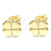 Arete Dormilona 02.369.0027.1 Plata Rodinada, Diseño de Trébol de Cuatro Hojas, Pulido, Tono Dorado
