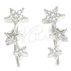 Arete Dormilona 02.369.0031 Plata Rodinada, Diseño de Estrella, con Micro Pave Blanca, Pulido, Rodinado