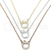 Collares con Dije 04.369.0002.18 Plata Rodinada, Diseño de Manzana, con Zirconia Cubica Blanca, Pulido, Tres Tonos (Grosor 01 MM, 18 Pulgadas de Largo)