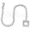 Pulsera Elegante 03.286.0004.08 Plata Rodinada, con Zirconia Cubica Blanca, Pulido, Rodinado (Grosor 04 MM, 8 Pulgadas de Largo)