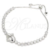 Pulsera Elegante 03.286.0005.10 Plata Rodinada, Diseño de Mano de Dios y Cruz, con Zirconia Cubica Blanca, Pulido, Rodinado (Grosor 02 MM, 10 Pulgadas de Largo)