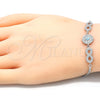 Pulsera Elegante 03.286.0008.07 Plata Rodinada, Diseño de Infinito y Ojo Griego, con Zirconia Cubica Blanca, Esmaltado Turquesa, Rodinado (Grosor 02 MM, 7 Pulgadas de Largo)