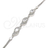 Pulsera Elegante 03.286.0014.07 Plata Rodinada, con Zirconia Cubica Blanca, Pulido, Rodinado (Grosor 02 MM, 7 Pulgadas de Largo)