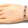 Pulsera Elegante 03.286.0014.1.07 Plata Rodinada, con Zirconia Cubica Verde y Blanca, Pulido, Rodinado (Grosor 02 MM, 7 Pulgadas de Largo)
