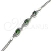 Pulsera Elegante 03.286.0014.1.07 Plata Rodinada, con Zirconia Cubica Verde y Blanca, Pulido, Rodinado (Grosor 02 MM, 7 Pulgadas de Largo)