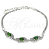 Pulsera Elegante 03.286.0014.1.07 Plata Rodinada, con Zirconia Cubica Verde y Blanca, Pulido, Rodinado (Grosor 02 MM, 7 Pulgadas de Largo)