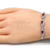 Pulsera Elegante 03.286.0014.2.07 Plata Rodinada, con Zirconia Cubica Rubi y Blanca, Pulido, Rodinado (Grosor 02 MM, 7 Pulgadas de Largo)