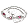 Pulsera Elegante 03.286.0014.2.07 Plata Rodinada, con Zirconia Cubica Rubi y Blanca, Pulido, Rodinado (Grosor 02 MM, 7 Pulgadas de Largo)