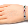 Pulsera Elegante 03.286.0014.4.07 Plata Rodinada, con Zirconia Cubica Multicolor, Pulido, Rodinado (Grosor 02 MM, 7 Pulgadas de Largo)