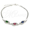 Pulsera Elegante 03.286.0014.4.07 Plata Rodinada, con Zirconia Cubica Multicolor, Pulido, Rodinado (Grosor 02 MM, 7 Pulgadas de Largo)