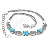 Pulsera Elegante 03.286.0017.07 Plata Rodinada, con Zirconia Cubica Turquoise y Cristal Blanca, Pulido, Rodinado (Grosor 02 MM, 7 Pulgadas de Largo)