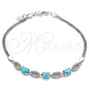Pulsera Elegante 03.286.0017.07 Plata Rodinada, con Zirconia Cubica Turquoise y Cristal Blanca, Pulido, Rodinado (Grosor 02 MM, 7 Pulgadas de Largo)