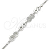 Pulsera Elegante 03.286.0022.08 Plata Rodinada, Diseño de Infinito, con Micro Pave Blanca, Pulido, Rodinado (Grosor 02 MM, 8 Pulgadas de Largo)