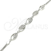 Pulsera Elegante 03.286.0023.07 Plata Rodinada, con Zirconia Cubica Blanca, Pulido, Rodinado (Grosor 02 MM, 7 Pulgadas de Largo)