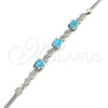 Pulsera Elegante 03.286.0025.07 Plata Rodinada, con Zirconia Cubica Turquoise y Micro Pave Blanca, Pulido, Rodinado (Grosor 02 MM, 7 Pulgadas de Largo)