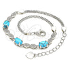 Pulsera Elegante 03.286.0025.07 Plata Rodinada, con Zirconia Cubica Turquoise y Micro Pave Blanca, Pulido, Rodinado (Grosor 02 MM, 7 Pulgadas de Largo)