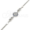 Pulsera Elegante 03.286.0028.07 Plata Rodinada, Diseño de Infinito, con Micro Pave Zafiro Azul y Blanca, Pulido, Rodinado (Grosor 02 MM, 7 Pulgadas de Largo)