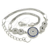Pulsera Elegante 03.286.0028.07 Plata Rodinada, Diseño de Infinito, con Micro Pave Zafiro Azul y Blanca, Pulido, Rodinado (Grosor 02 MM, 7 Pulgadas de Largo)