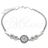 Pulsera Elegante 03.286.0028.07 Plata Rodinada, Diseño de Infinito, con Micro Pave Zafiro Azul y Blanca, Pulido, Rodinado (Grosor 02 MM, 7 Pulgadas de Largo)
