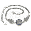 Pulsera Elegante 03.286.0029.07 Plata Rodinada, Diseño de Mano de Dios, con Micro Pave Zafiro Azul y Blanca, Pulido, Rodinado (Grosor 02 MM, 7 Pulgadas de Largo)