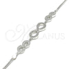Pulsera Elegante 03.286.0032.07 Plata Rodinada, Diseño de Infinito, con Micro Pave Blanca, Pulido, Rodinado (Grosor 02 MM, 7 Pulgadas de Largo)