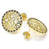 Arete Dormilona 02.233.0018.1 Oro Laminado, con Negro and Blanca Micro Pave, Pulido, Tono Dorado