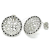 Arete Dormilona 02.233.0018.4 Rodio Laminado, con Micro Pave Negro y Blanca, Pulido, Rodinado