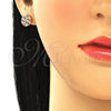 Arete Dormilona 02.233.0019.2 Oro Laminado, con Rubi and Blanca Micro Pave, Pulido, Tono Dorado