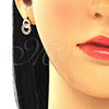 Arete Dormilona 02.233.0020.2 Oro Laminado, con Rubi and Blanca Micro Pave, Pulido, Tono Dorado