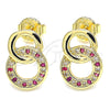 Arete Dormilona 02.233.0020.2 Oro Laminado, con Rubi and Blanca Micro Pave, Pulido, Tono Dorado
