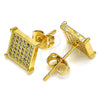 Arete Dormilona 02.342.0047 Oro Laminado, con Blanca Micro Pave, Pulido, Tono Dorado