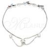 Pulsera Elegante 03.175.0005.11 Plata Rodinada, Diseño de Oja, con Zirconia Cubica Multicolor y Micro Pave Blanca, Pulido, Rodinado (Grosor 01 MM, 11 Pulgadas de Largo)
