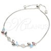 Pulsera Elegante 03.175.0005.11 Plata Rodinada, Diseño de Oja, con Zirconia Cubica Multicolor y Micro Pave Blanca, Pulido, Rodinado (Grosor 01 MM, 11 Pulgadas de Largo)
