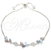 Pulsera Elegante 03.175.0005.11 Plata Rodinada, Diseño de Oja, con Zirconia Cubica Multicolor y Micro Pave Blanca, Pulido, Rodinado (Grosor 01 MM, 11 Pulgadas de Largo)