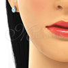 Arete Dormilona 02.336.0119.2 Plata Rodinada, Diseño de Gota, Esmaltado Turquesa, Tono Rosado