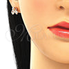 Arete Dormilona 02.336.0121.1 Plata Rodinada, Diseño de Flor, con Zirconia Cubica Blanca, Pulido, Tono Rosado