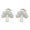 Arete Dormilona 02.336.0122 Plata Rodinada, Diseño de Ãrbol, con Zirconia Cubica Blanca, Pulido, Rodinado