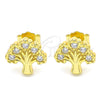 Arete Dormilona 02.336.0122.2 Plata Rodinada, Diseño de Ãrbol, con Zirconia Cubica Blanca, Pulido, Tono Dorado