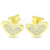Arete Dormilona 02.336.0123.2 Plata Rodinada, Diseño de Corazón, con Zirconia Cubica Blanca, Pulido, Tono Dorado