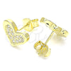 Arete Dormilona 02.336.0123.2 Plata Rodinada, Diseño de Corazón, con Zirconia Cubica Blanca, Pulido, Tono Dorado