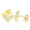Arete Dormilona 02.336.0123.2 Plata Rodinada, Diseño de Corazón, con Zirconia Cubica Blanca, Pulido, Tono Dorado