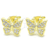 Arete Dormilona 02.336.0125.2 Plata Rodinada, Diseño de Mariposa, con Micro Pave Blanca, Pulido, Tono Dorado