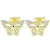 Arete Dormilona 02.336.0073.2 Plata Rodinada, Diseño de Mariposa, con Micro Pave Blanca, Pulido, Tono Dorado