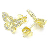 Arete Dormilona 02.336.0073.2 Plata Rodinada, Diseño de Mariposa, con Micro Pave Blanca, Pulido, Tono Dorado