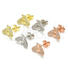 Arete Dormilona 02.336.0129.1 Plata Rodinada, Diseño de Abeja, con Zirconia Cubica Blanca, Pulido, Tono Rosado