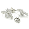 Arete Dormilona 02.336.0131 Plata Rodinada, Diseño de Abeja, con Zirconia Cubica Blanca, Pulido, Rodinado