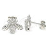Arete Dormilona 02.336.0131 Plata Rodinada, Diseño de Abeja, con Zirconia Cubica Blanca, Pulido, Rodinado