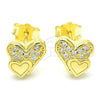 Arete Dormilona 02.336.0139.2 Plata Rodinada, Diseño de Corazón, con Micro Pave Blanca, Pulido, Tono Dorado